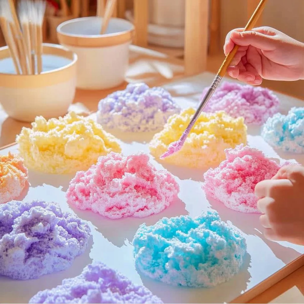 Colorful artistically shaped shaving foam paint created with vibrant colors