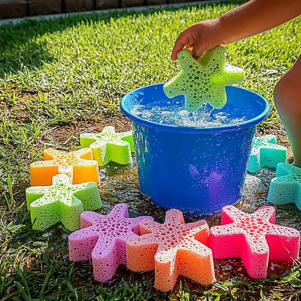 Colorful sponge water bombs for outdoor summer fun and games