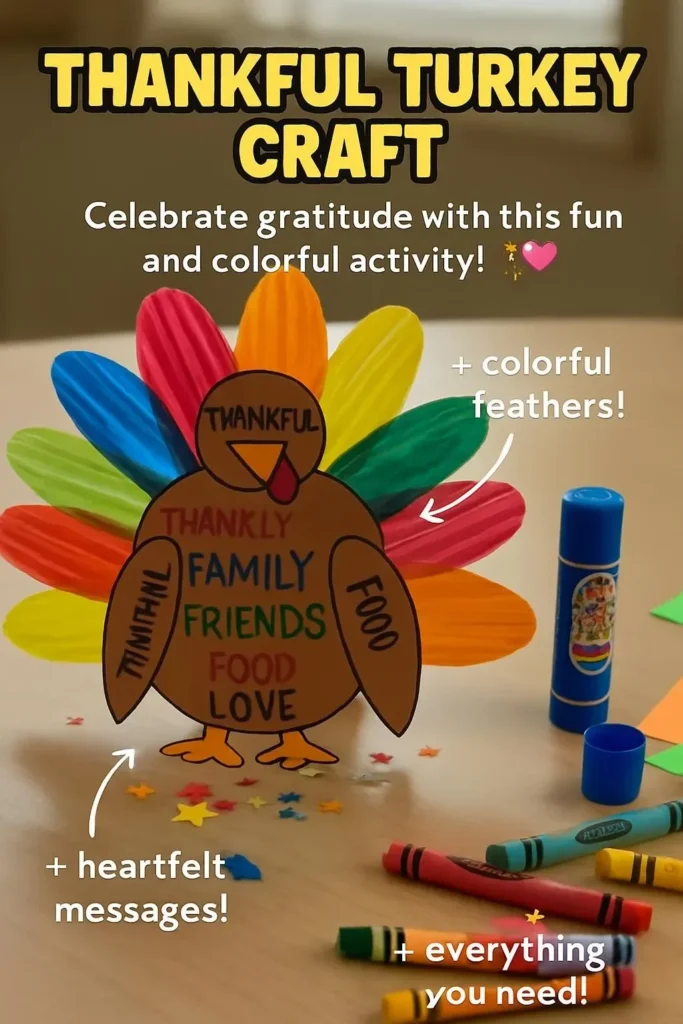 Thankful Turkey Craft for celebrating gratitude and counting blessings.