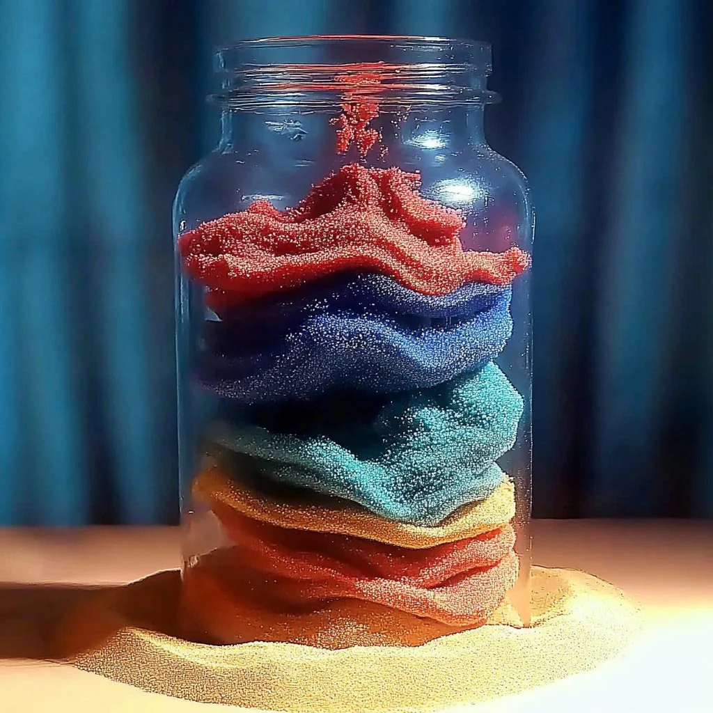 Children playing with colorful Underwater Magic Sand in a water-filled container