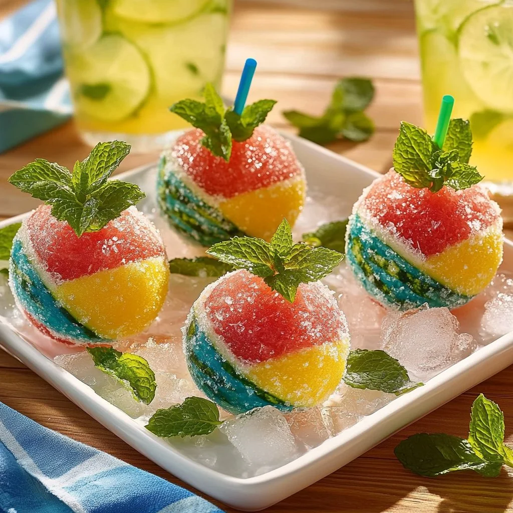 Colorful Watermelon Beach Ball Bites for a fun summer snack.