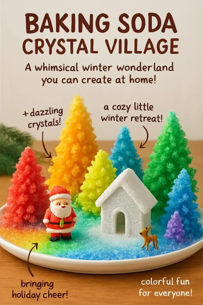 Baking Soda products displayed in a vibrant Crystal Village setting.