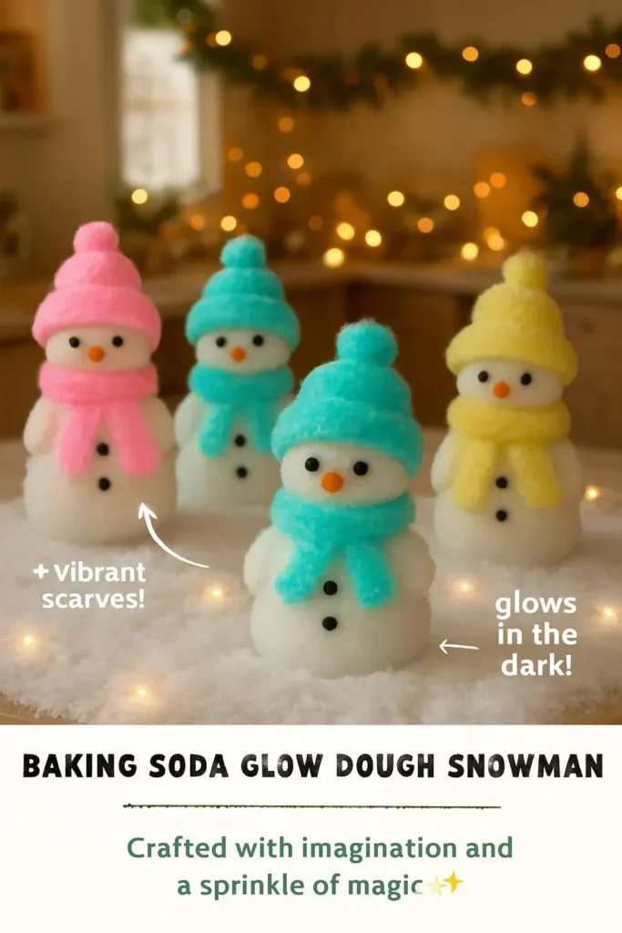 Baking Soda Dough Glow Snowman craft project with kids during holidays