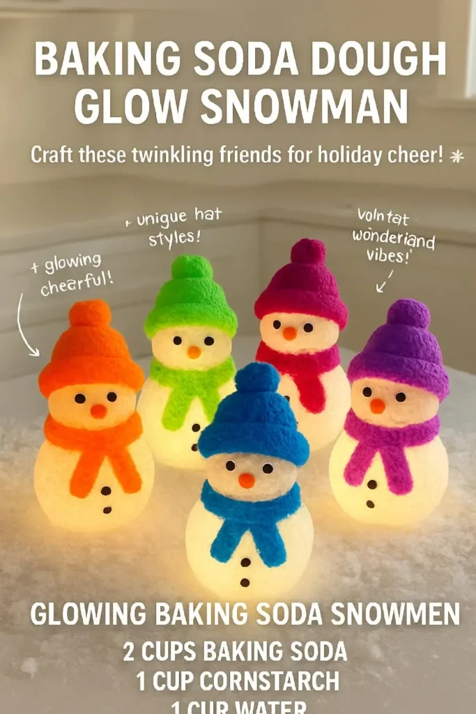 Crafting a Baking Soda Dough Glow Snowman for holiday decor