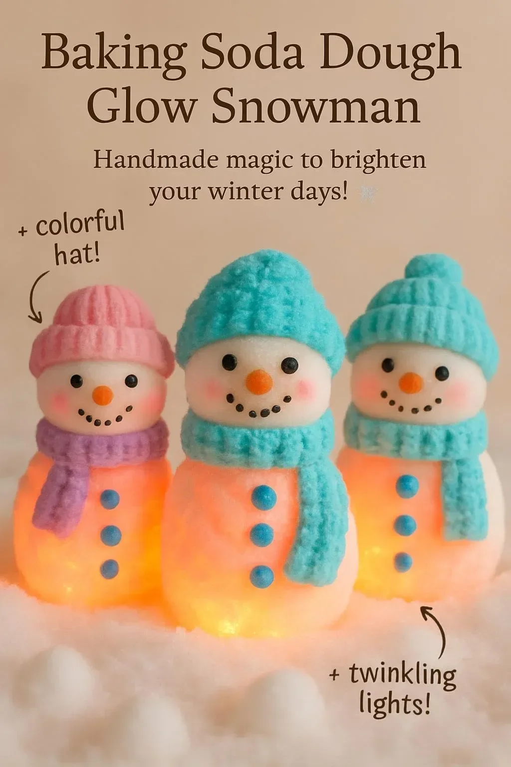 Baking Soda Dough Glow Snowman decoration for holiday festivities