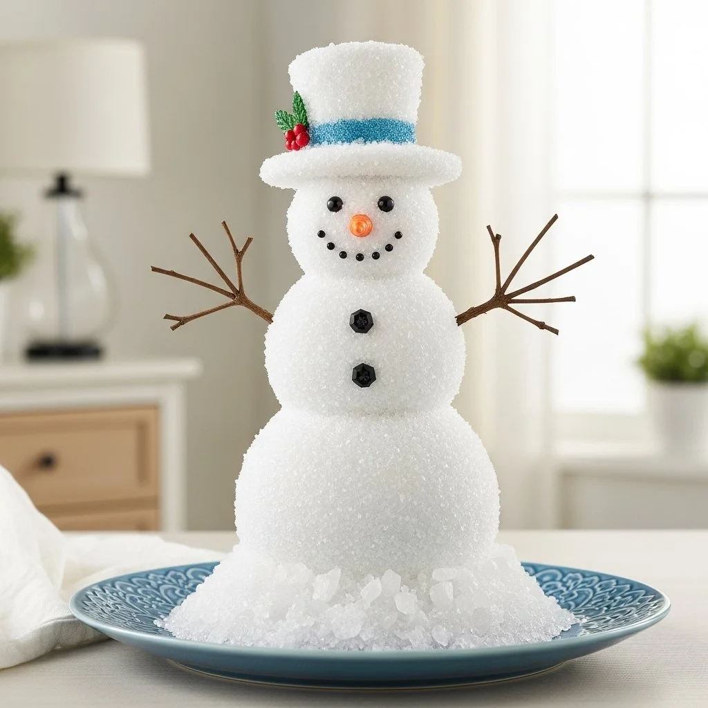 Baking soda crystal snowman craft project for winter fun.