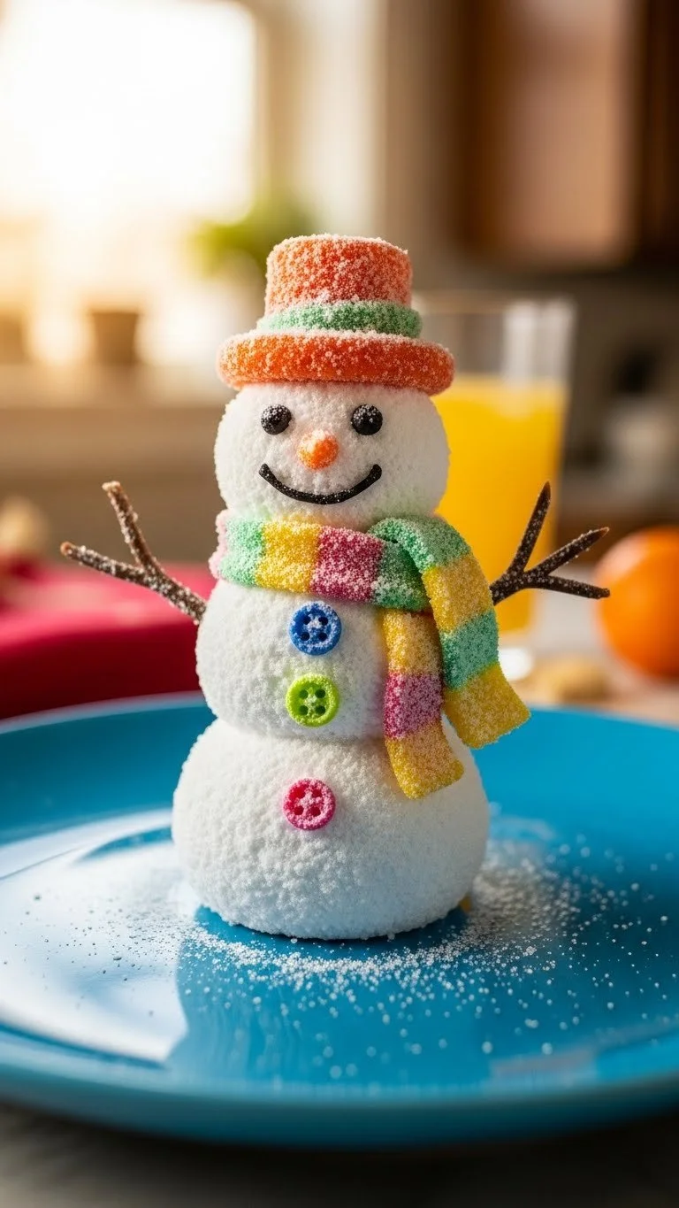 Handcrafted baking soda crystal snowman for winter decoration