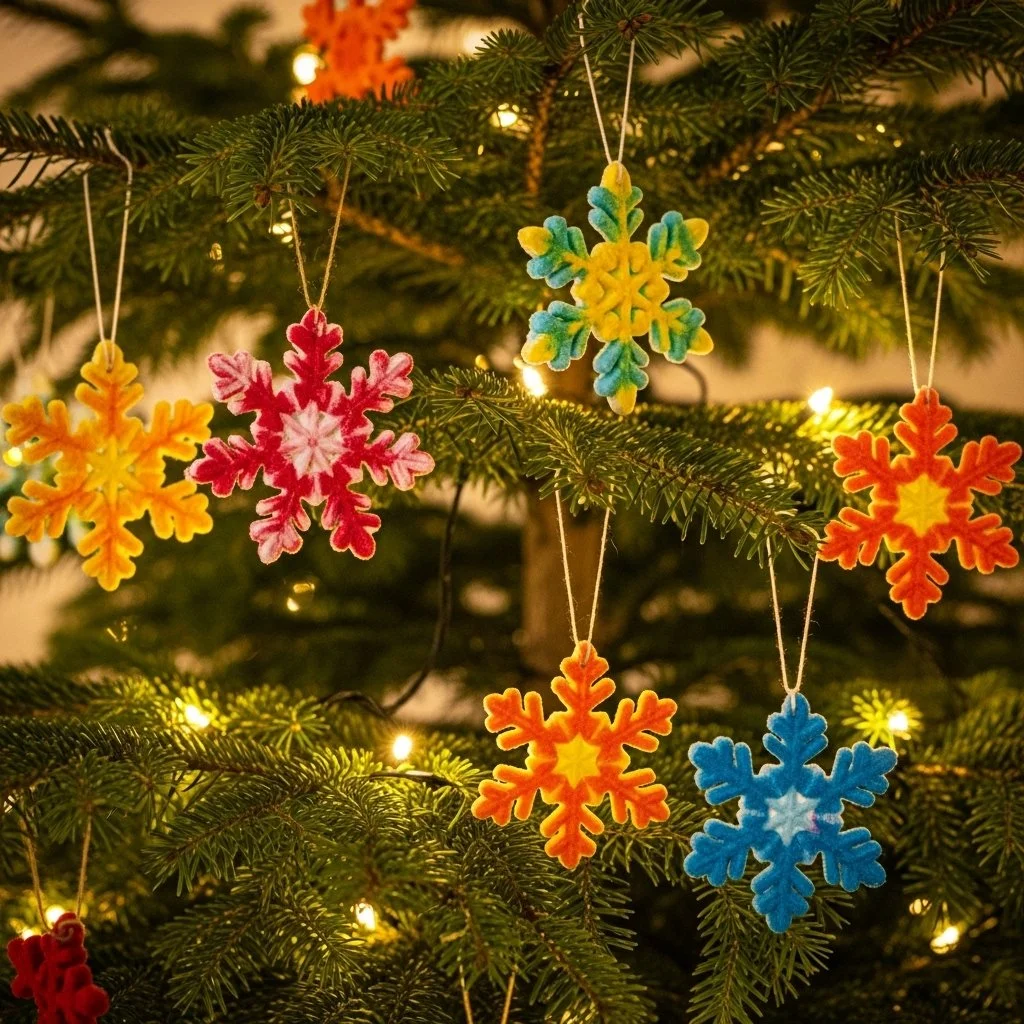 DIY baking soda snowflake ornaments for holiday decoration and gifts
