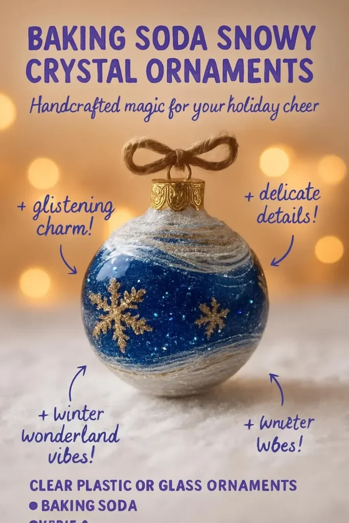 DIY Baking Soda Snowy Crystal Ornaments for holiday decorations