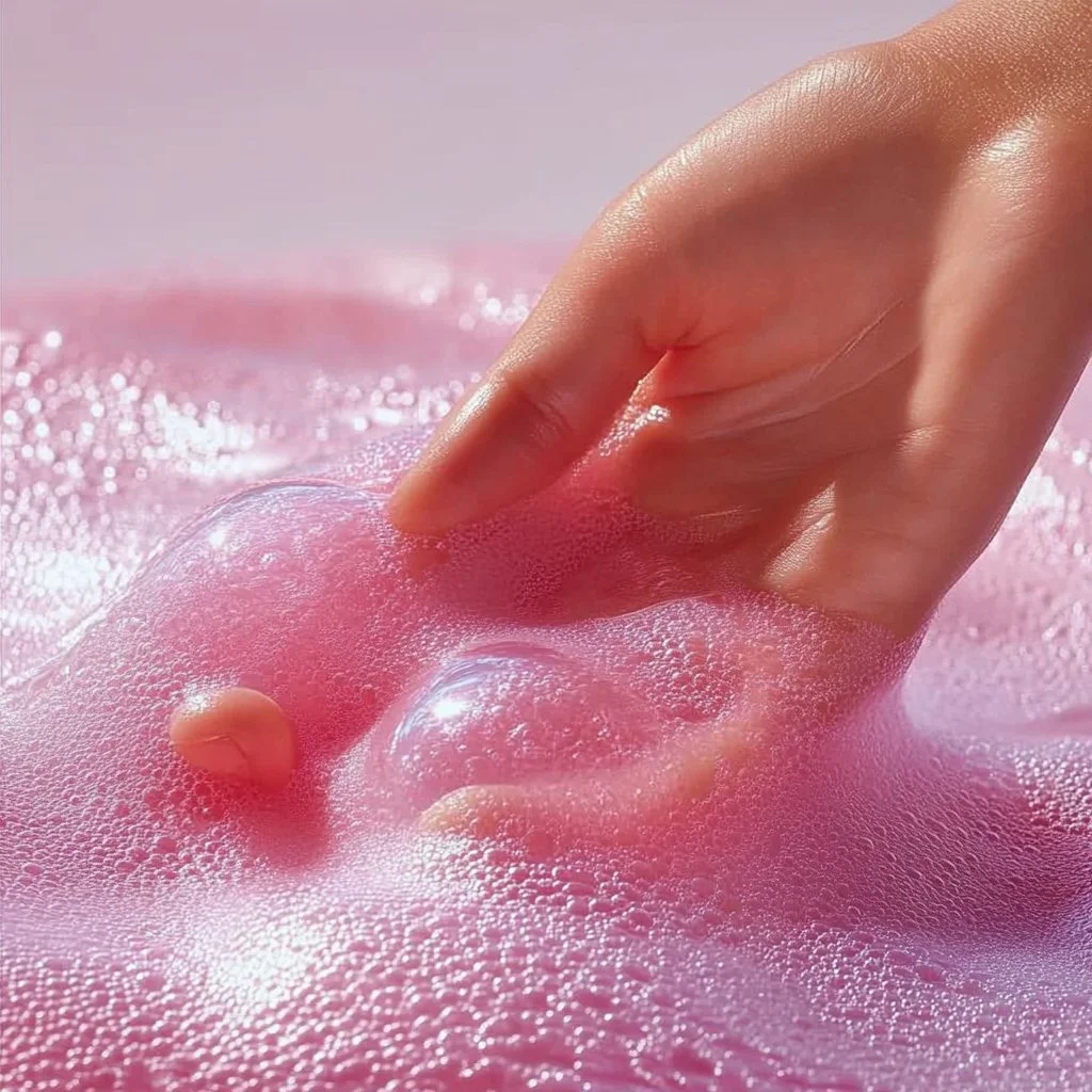 Colorful bubble slime in various shapes and sizes