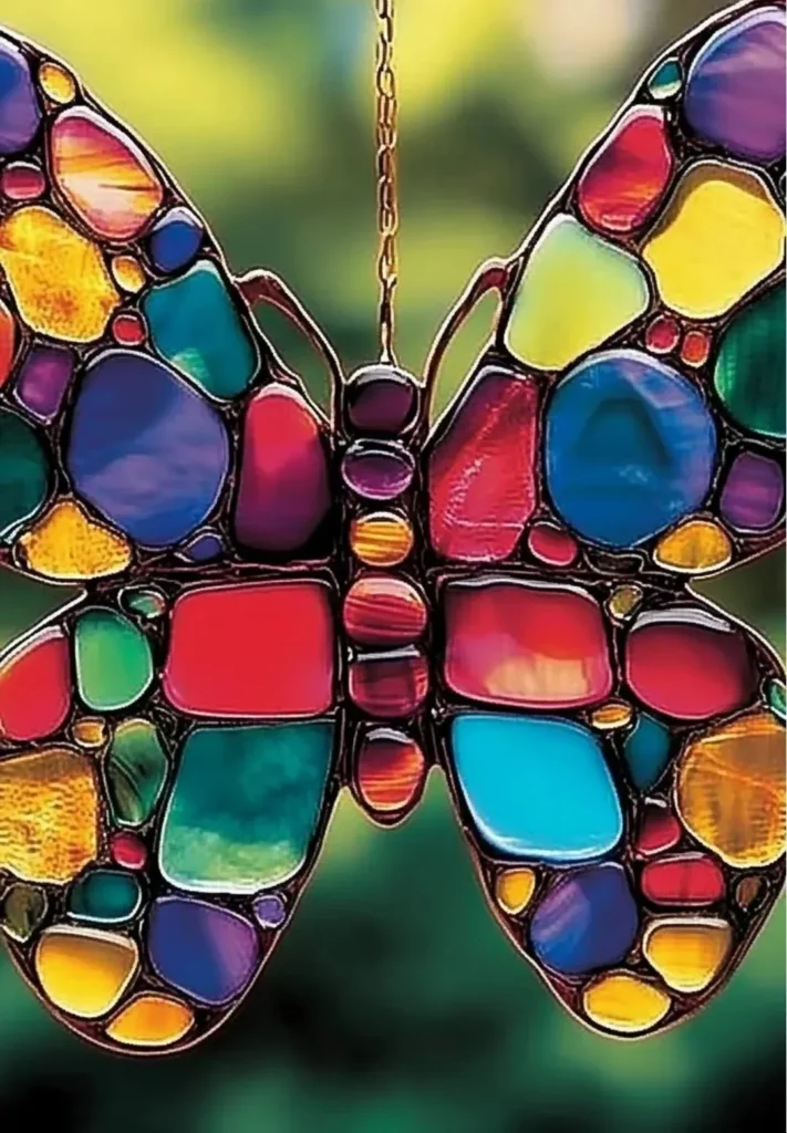 Elegant butterfly suncatcher illuminating a room with colorful light reflections