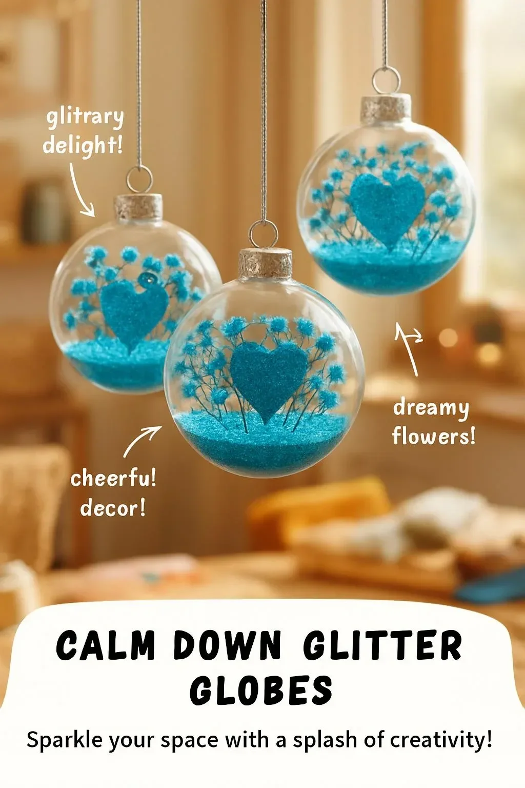 Calm Down Glitter Globes for stress relief and relaxation decor
