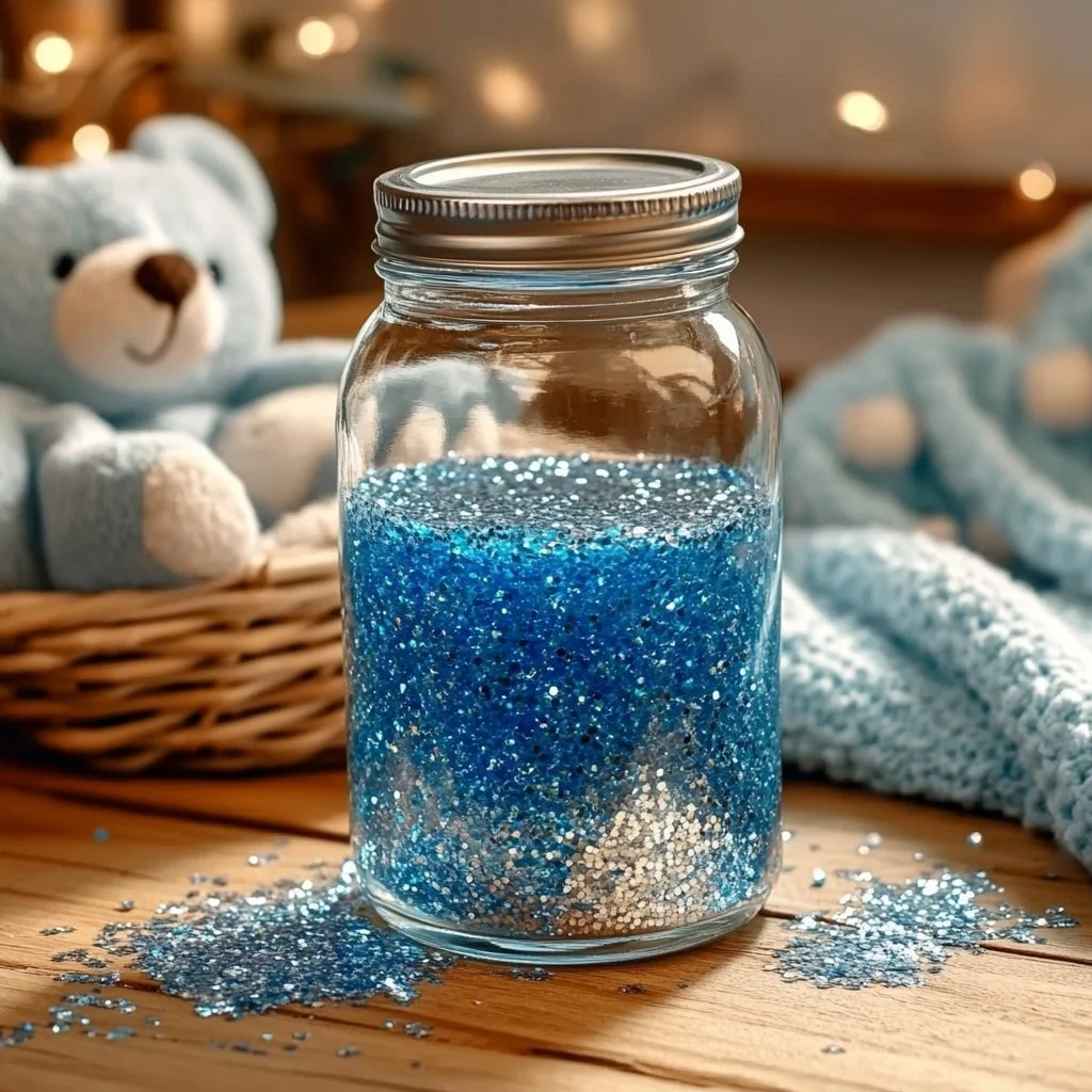 Colorful Calm Down Jar with glitter for sensory relaxation and stress relief