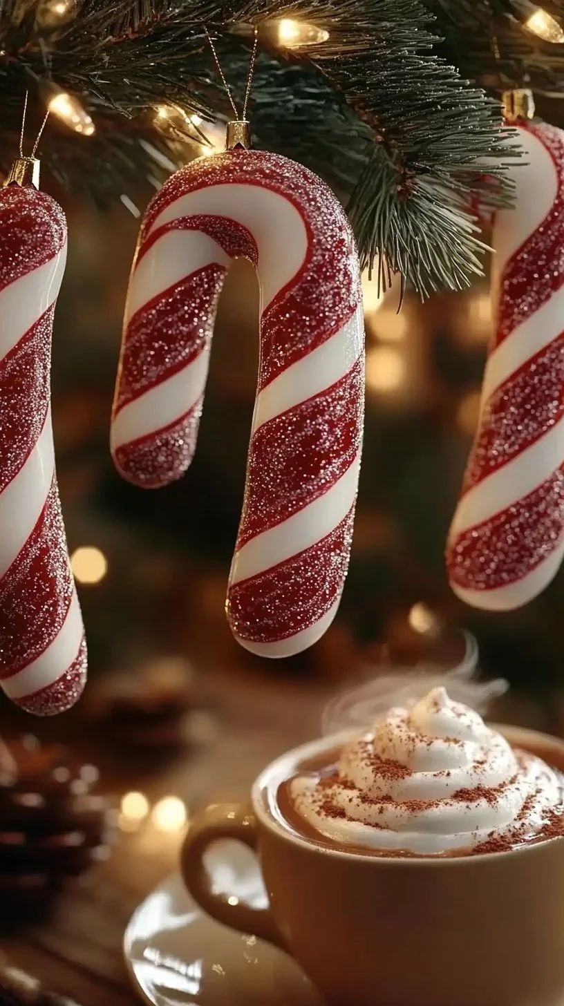 Candy Cane stripes in a festive holiday setting.
