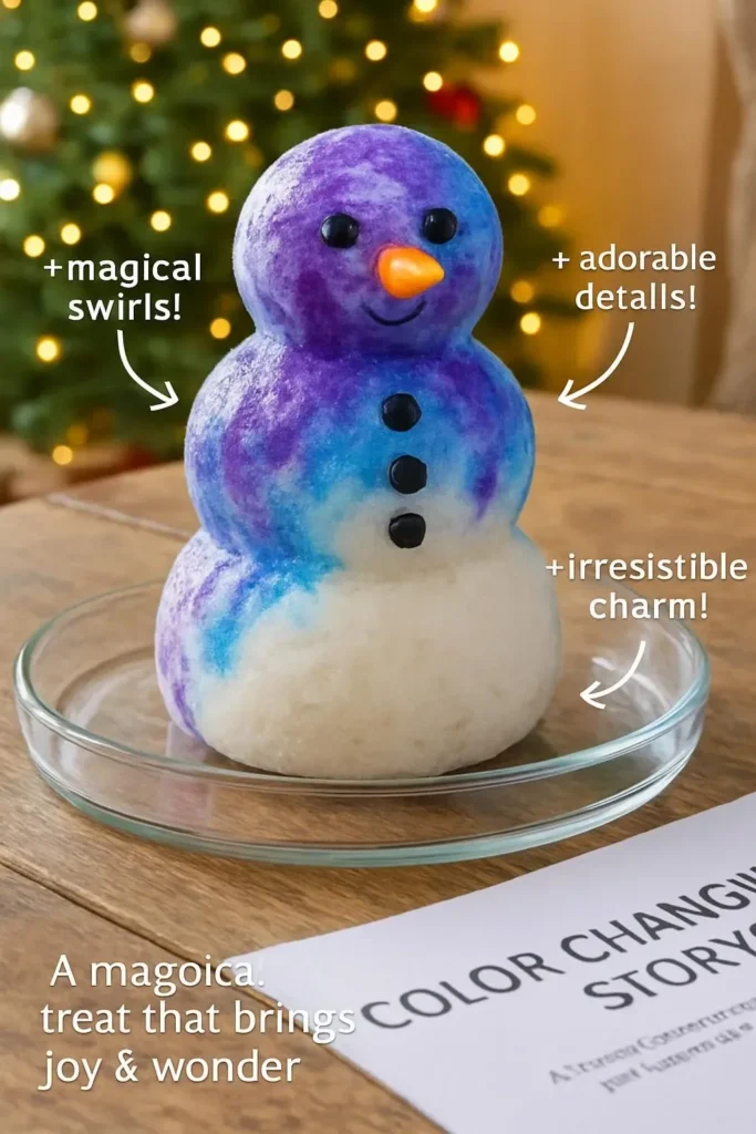 Color-changing snowman demonstrating a chemical reaction in winter