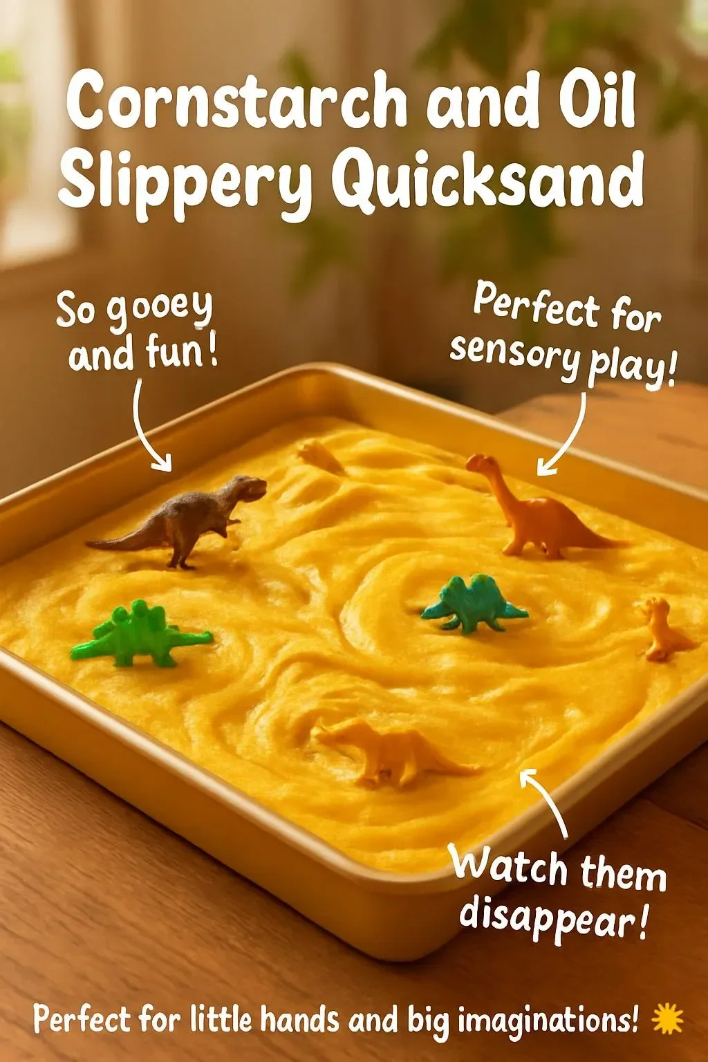 Experiment with cornstarch and oil to create slippery quicksand