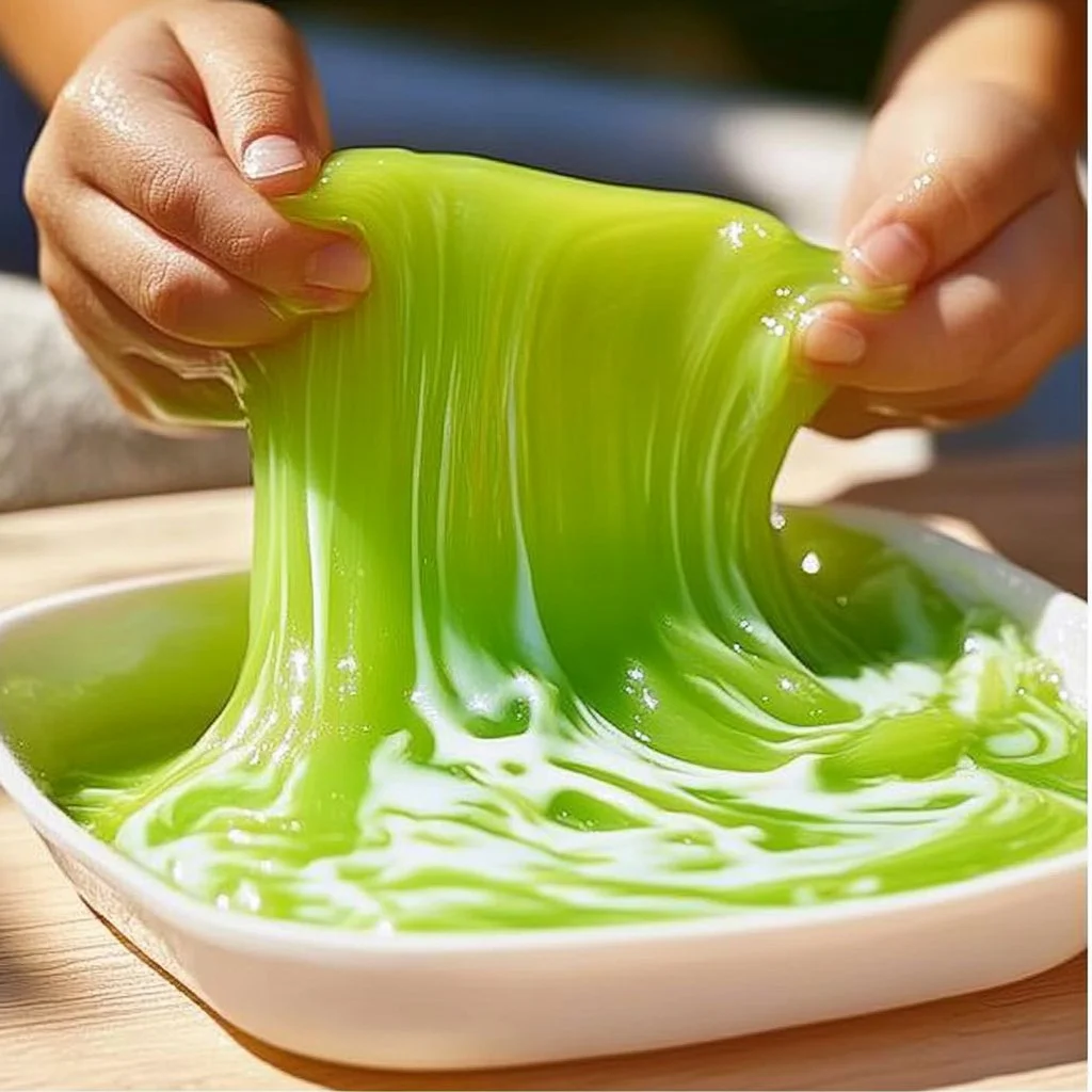 Colorful slime made with dish soap for kids' fun activities.