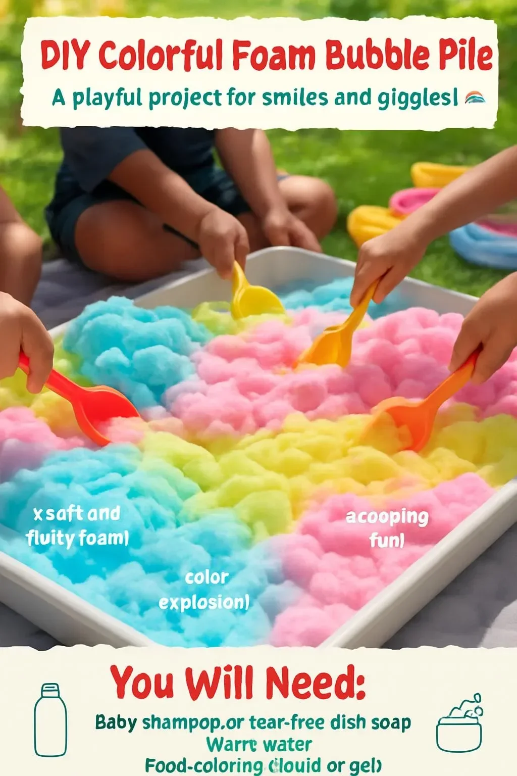 Colorful foam bubble pile for DIY projects and sensory play.