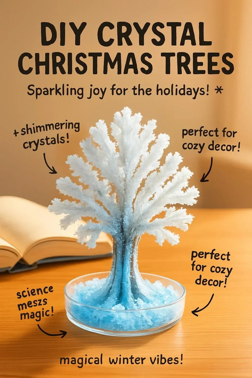 Beautiful DIY crystal Christmas trees for festive holiday decorations.