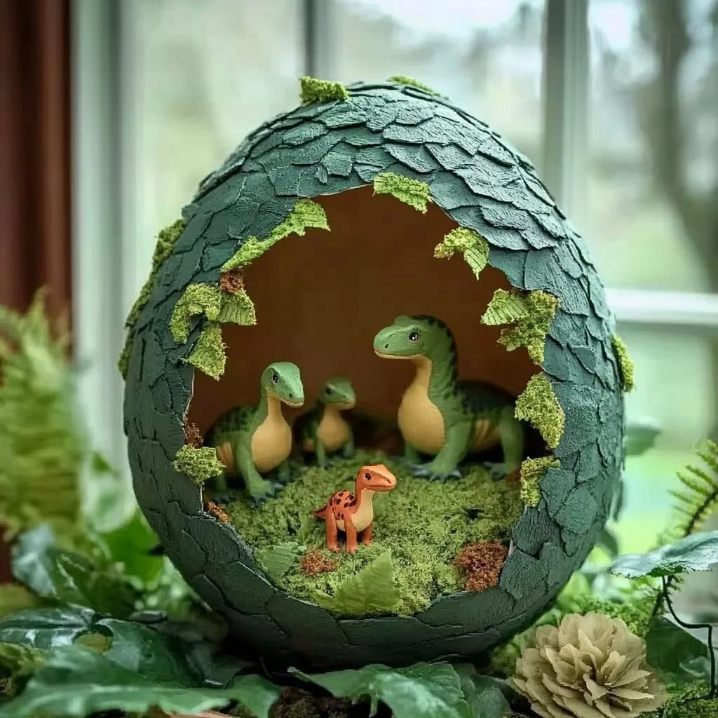 Colorful DIY Dino Egg Piñata for kids' birthday party decoration