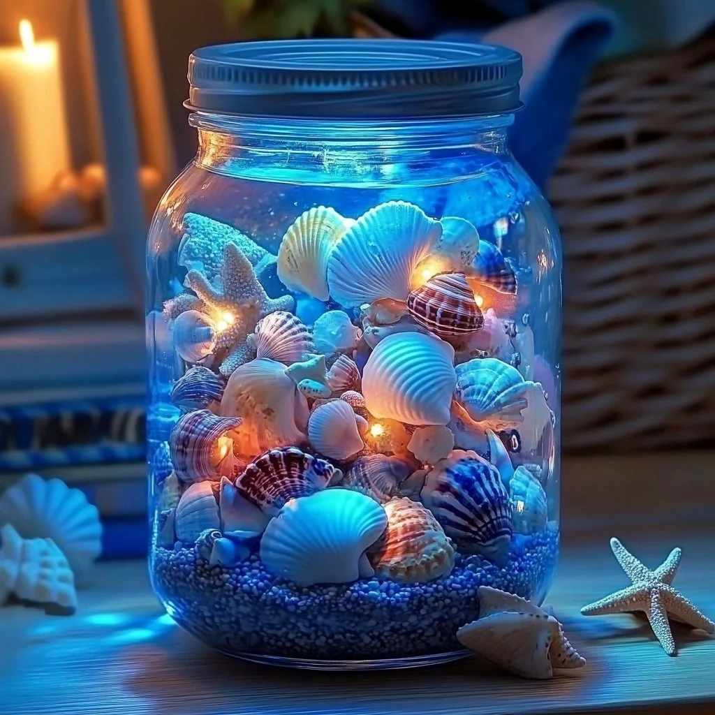 A beautifully crafted DIY fake aquarium with colorful decorations and faux fish.