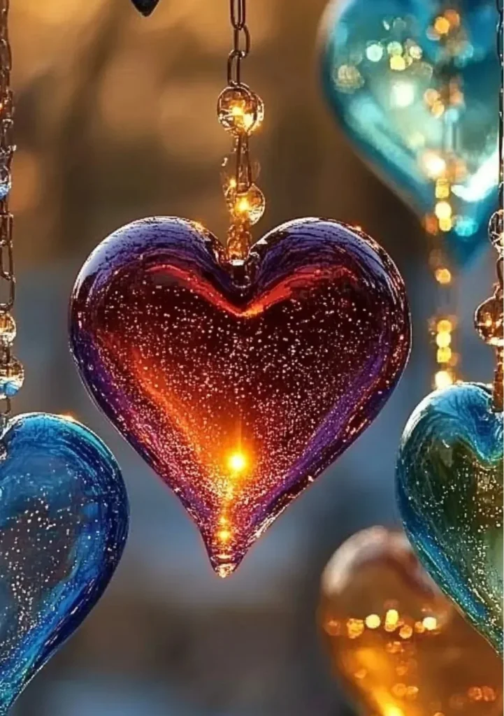 Beautiful DIY glass bead suncatchers hanging in sunlight