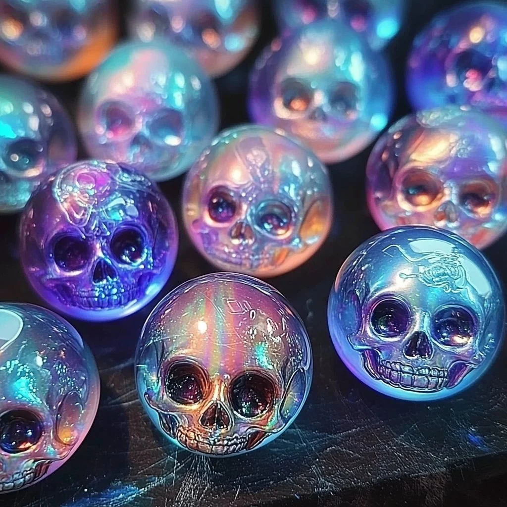 A DIY glowing skull marble project demonstrating spooky decor ideas.
