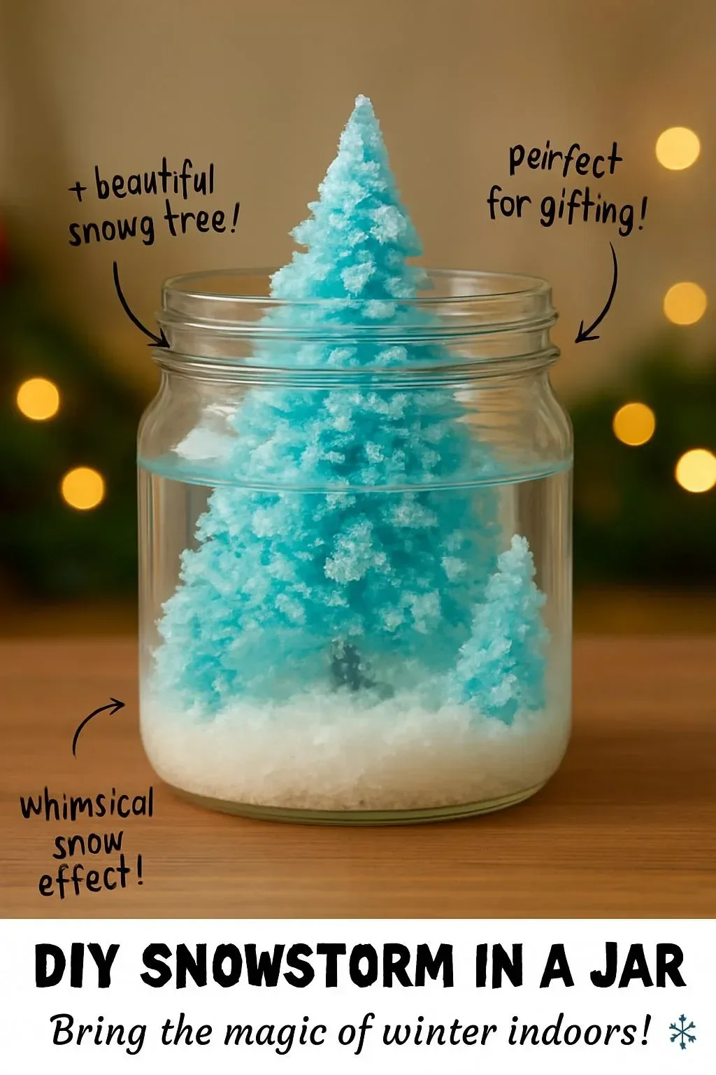 DIY snowstorm in a jar with glitter and snow effects