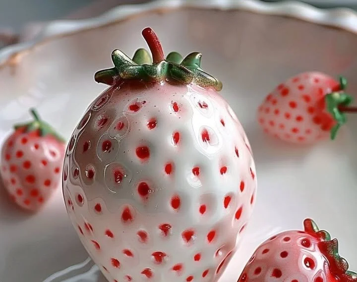 DIY white strawberry squishy toy for relaxation and fun
