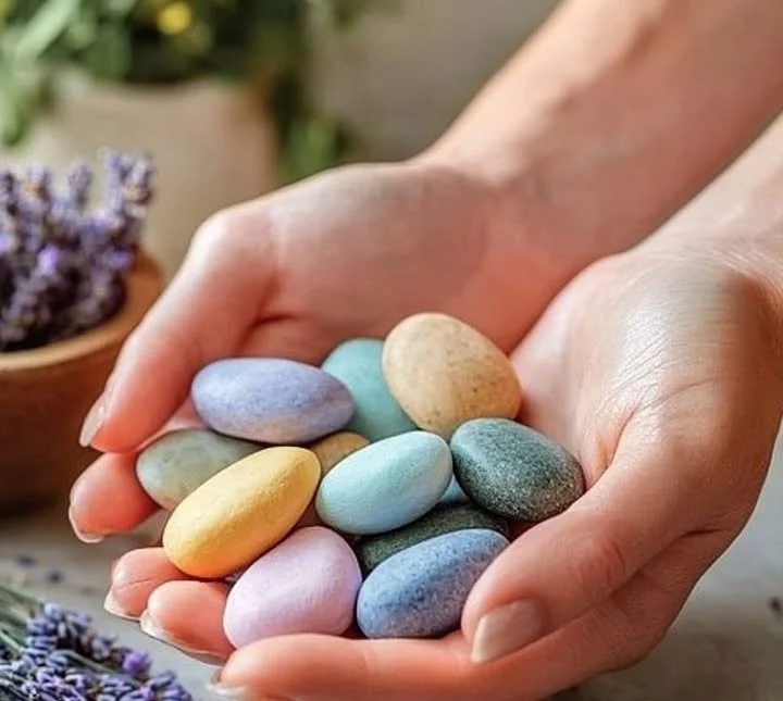 DIY worry stones crafted from natural materials.