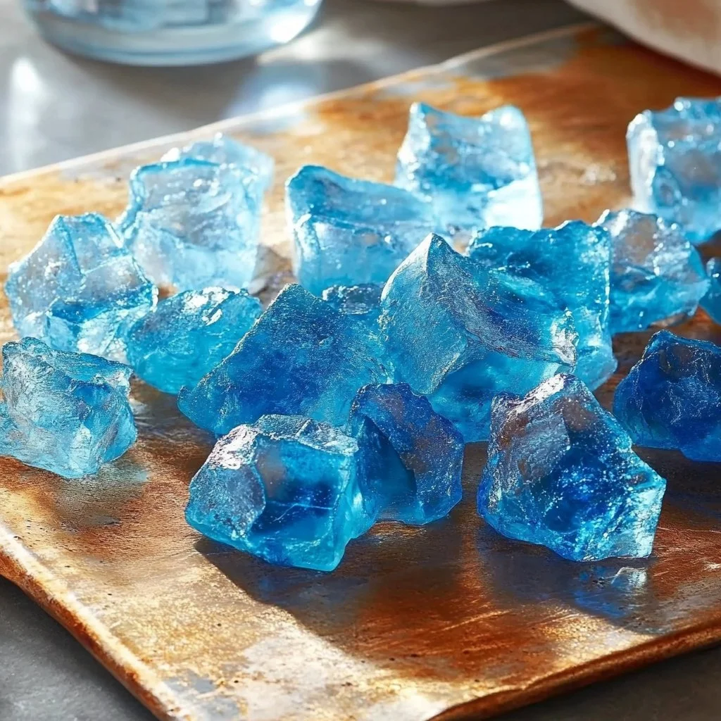 A vibrant display of edible glass creations on a serving plate.