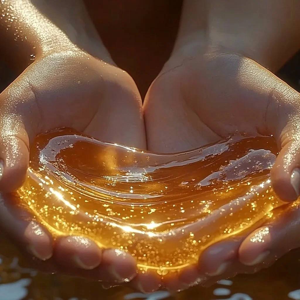Colorful edible honey slime in a bowl ready to eat