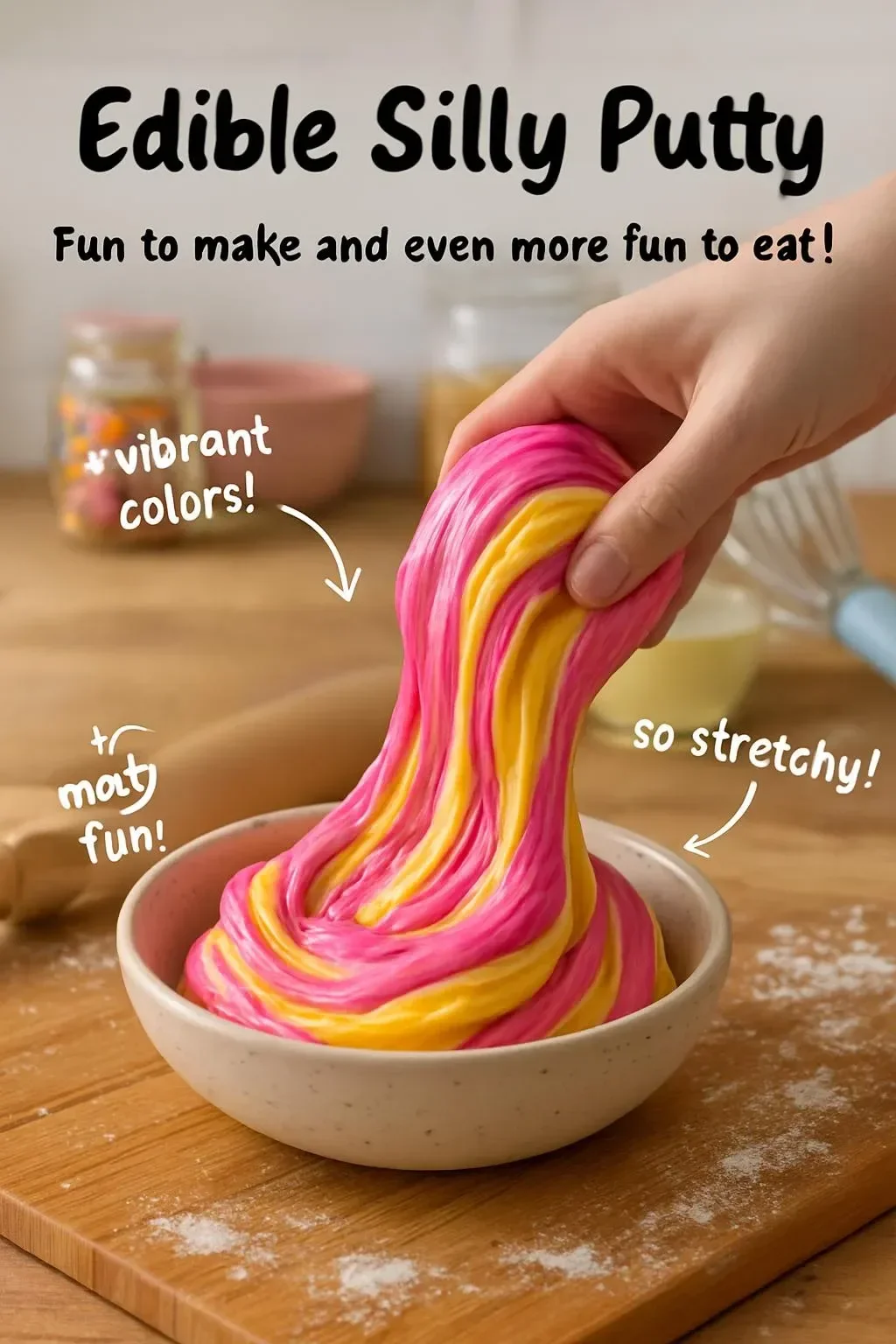 Colorful edible silly putty for fun and tasty snacking