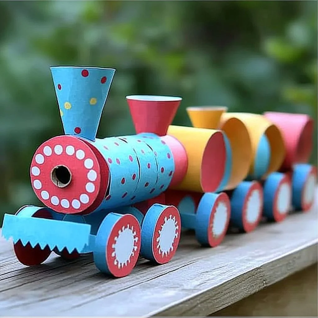 Colorful egg carton train craft for kids