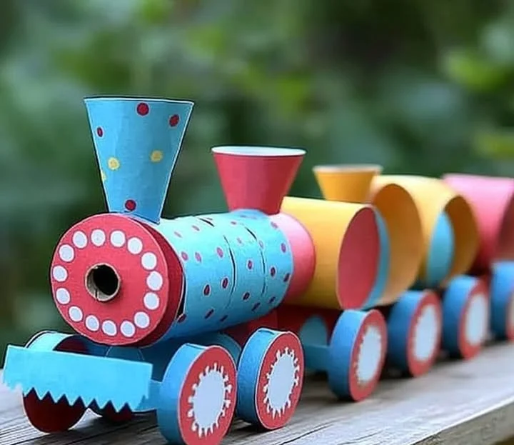 Colorful egg carton train craft for kids