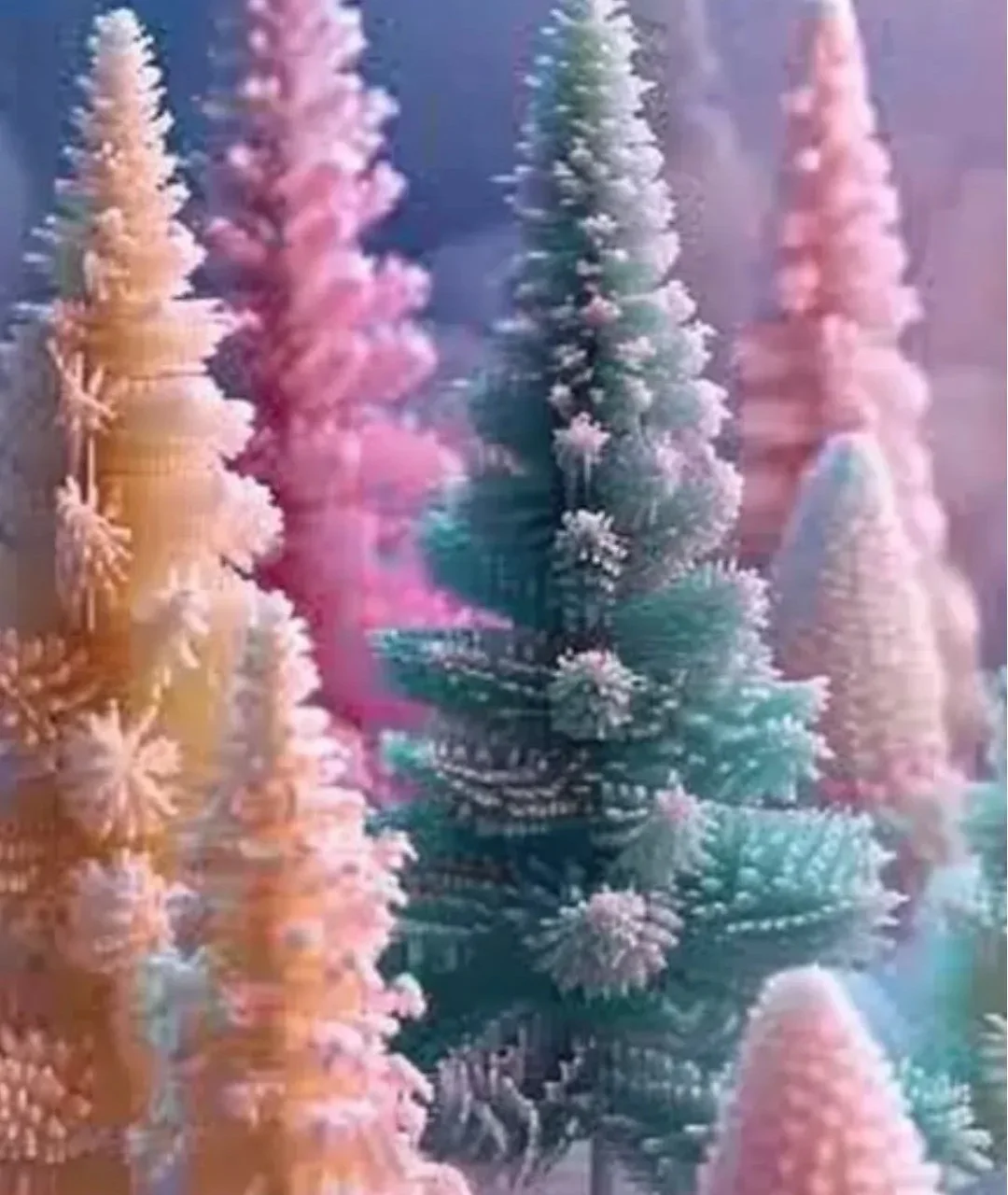 A beautiful view of the Enchanted Crystal Forest with shimmering crystals.