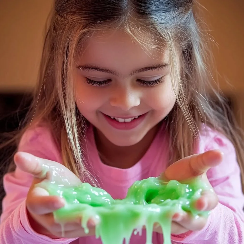 Colorful Epsom Salt Slime in a bowl with sparkles and textures for sensory play.