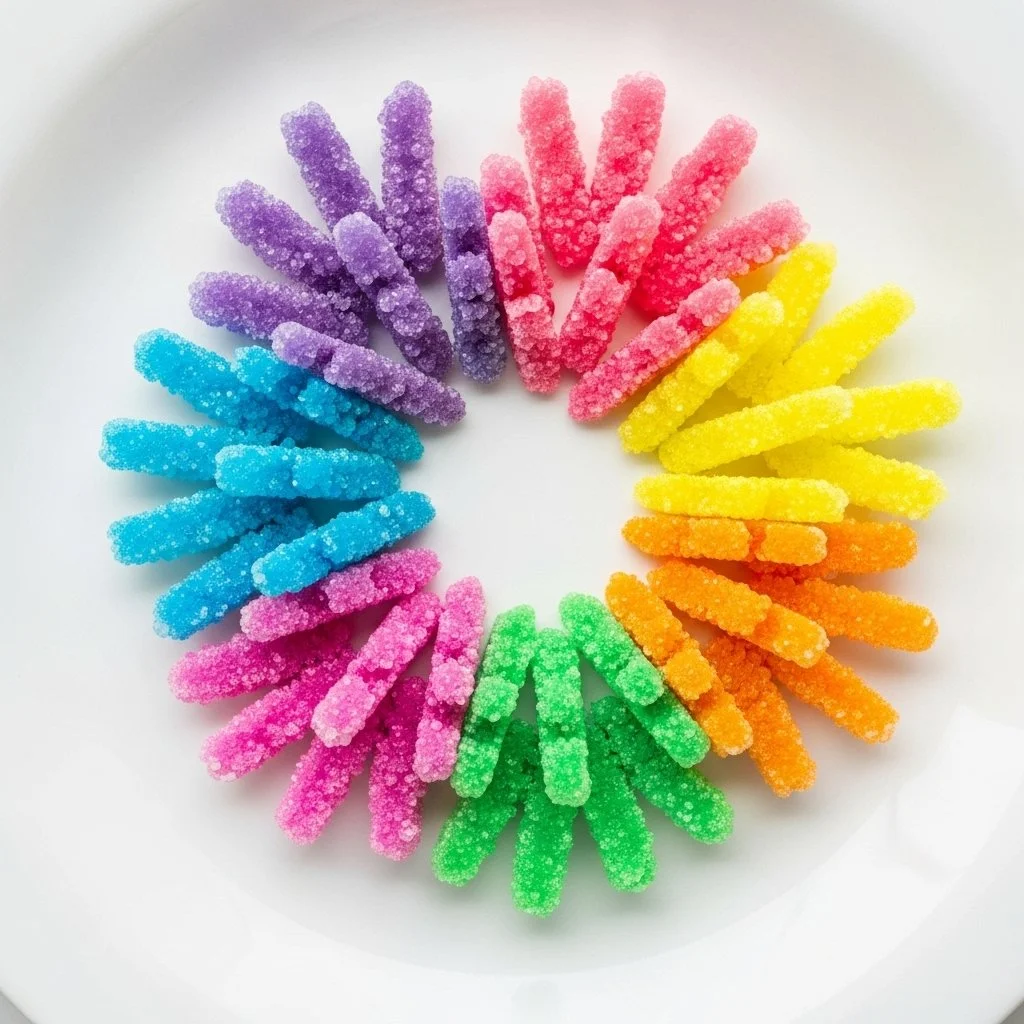 Vibrant Fireworks Rainbow Sugar Explosion showcasing colorful sugary treats.