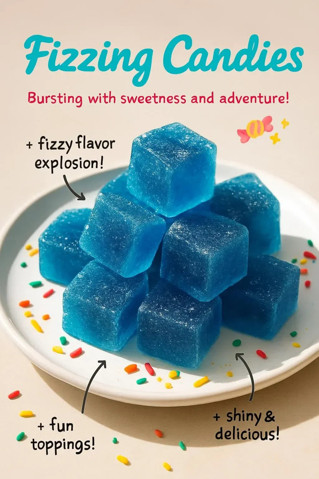 Colorful fizzing candies with vibrant flavors and fun textures.