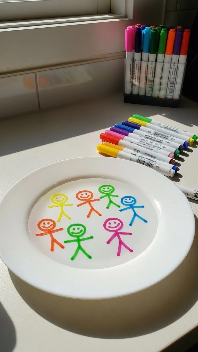 Floating Dry Erase Marker Science Experiment showcasing buoyancy in action.