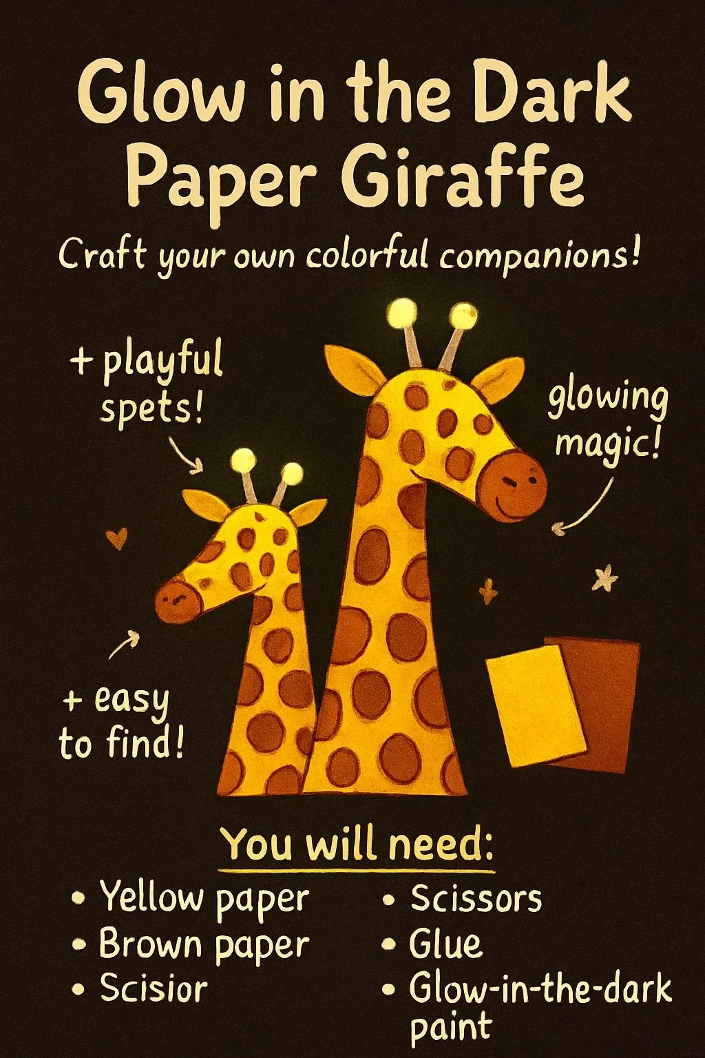 Glow in the Dark Paper Giraffe for whimsical nighttime décor