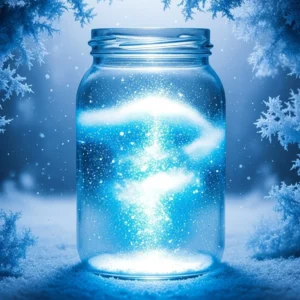 Glow Snowstorm Jar creating a magical ambiance with glowing snowflakes
