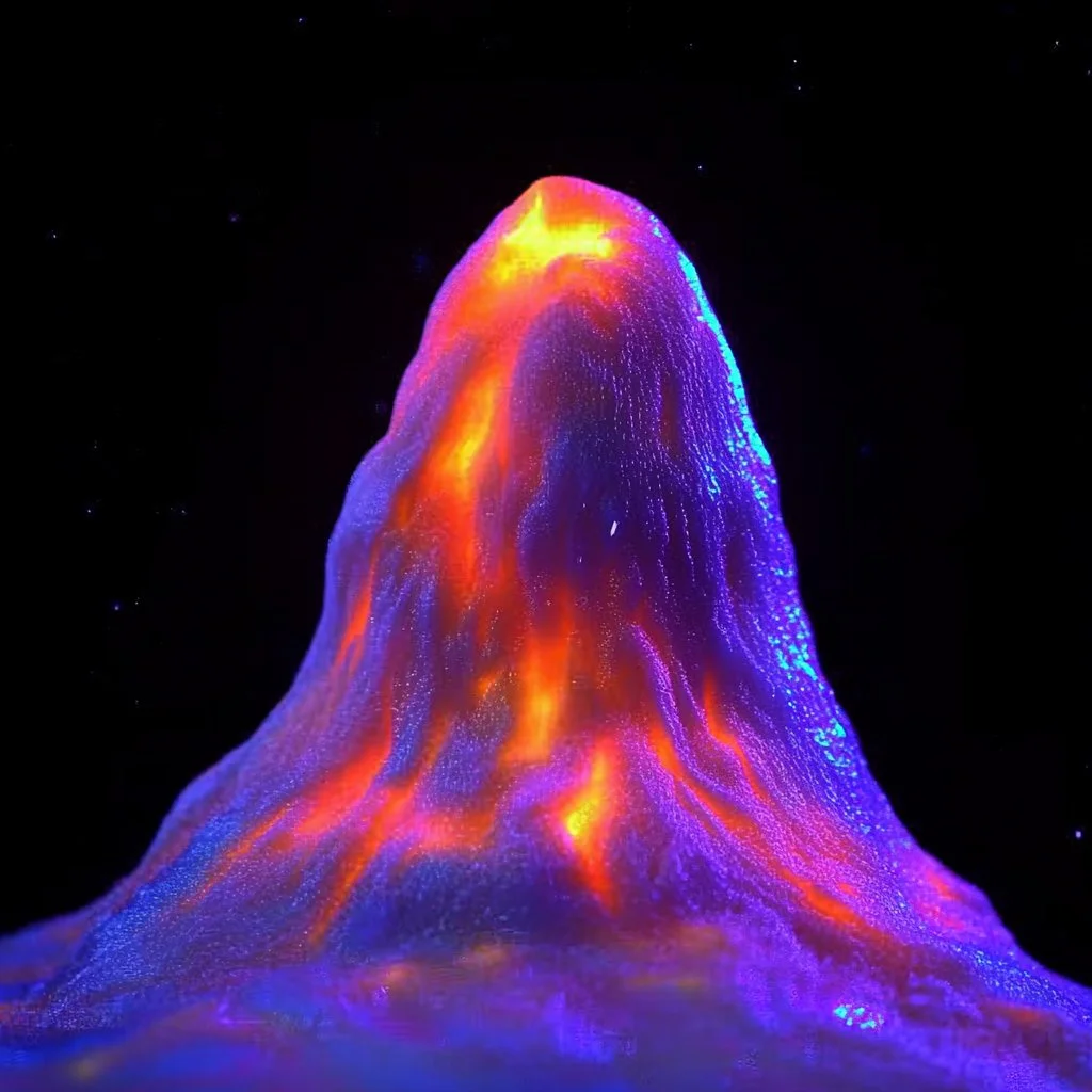 Glowing volcano experiment showcasing a colorful eruption for educational fun