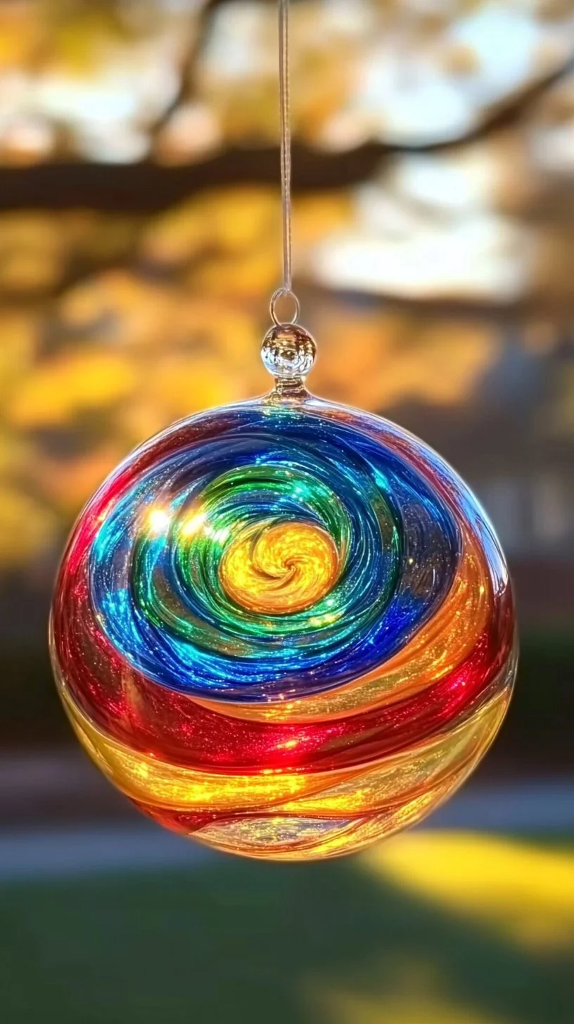 Colorful glue suncatcher craft hanging in a window capturing sunlight