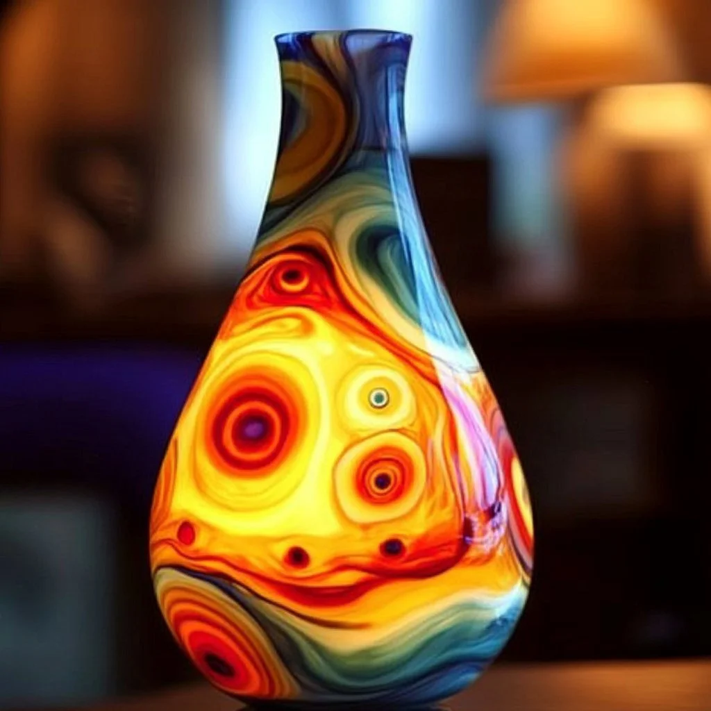 DIY lava lamp project with colorful liquids and glowing effects