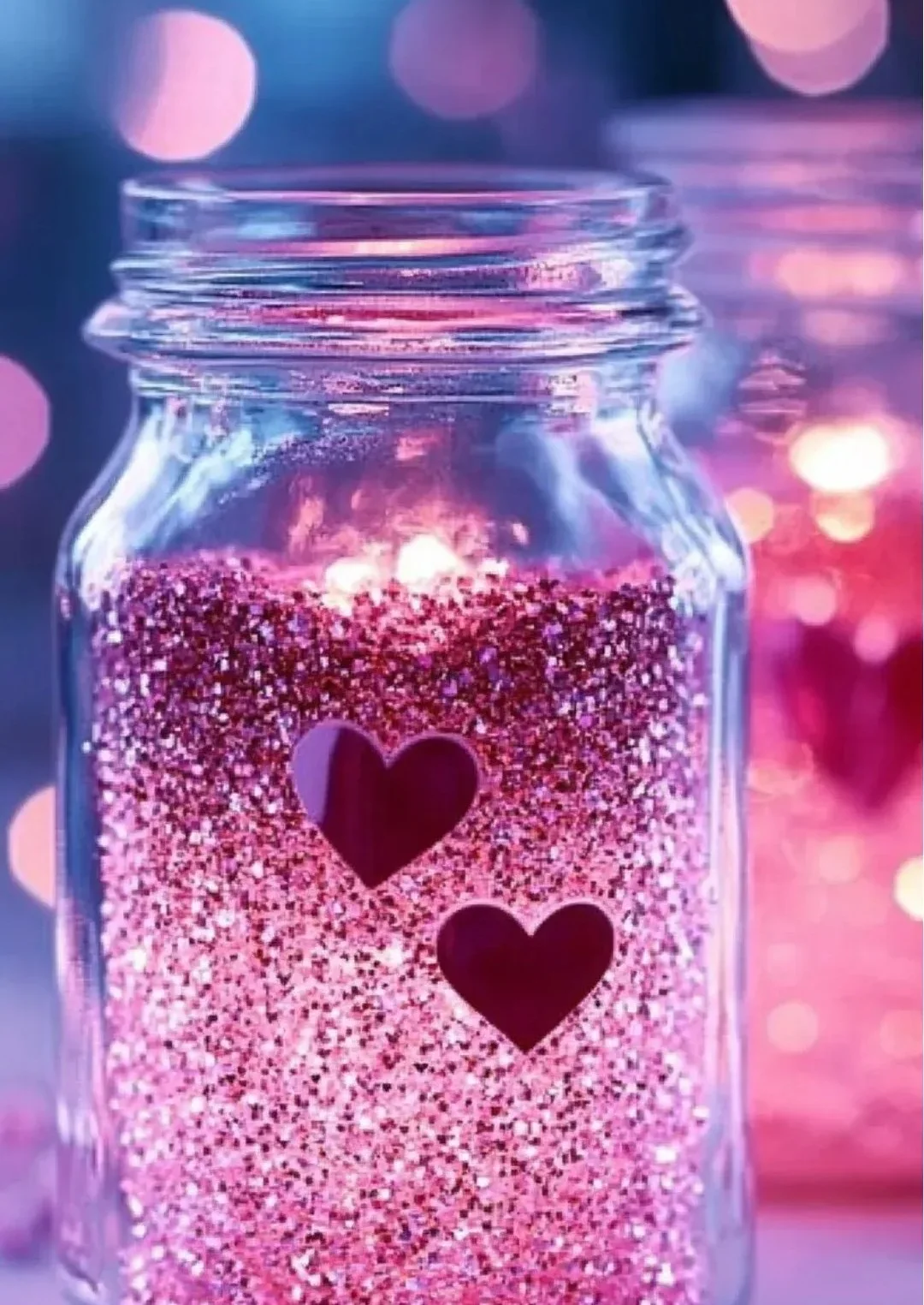DIY heart glitter jars perfect for decoration or gifting