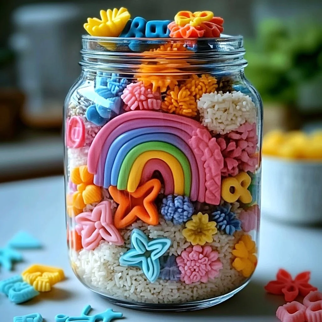Colorful I-Spy Jar filled with various small objects for kids' games