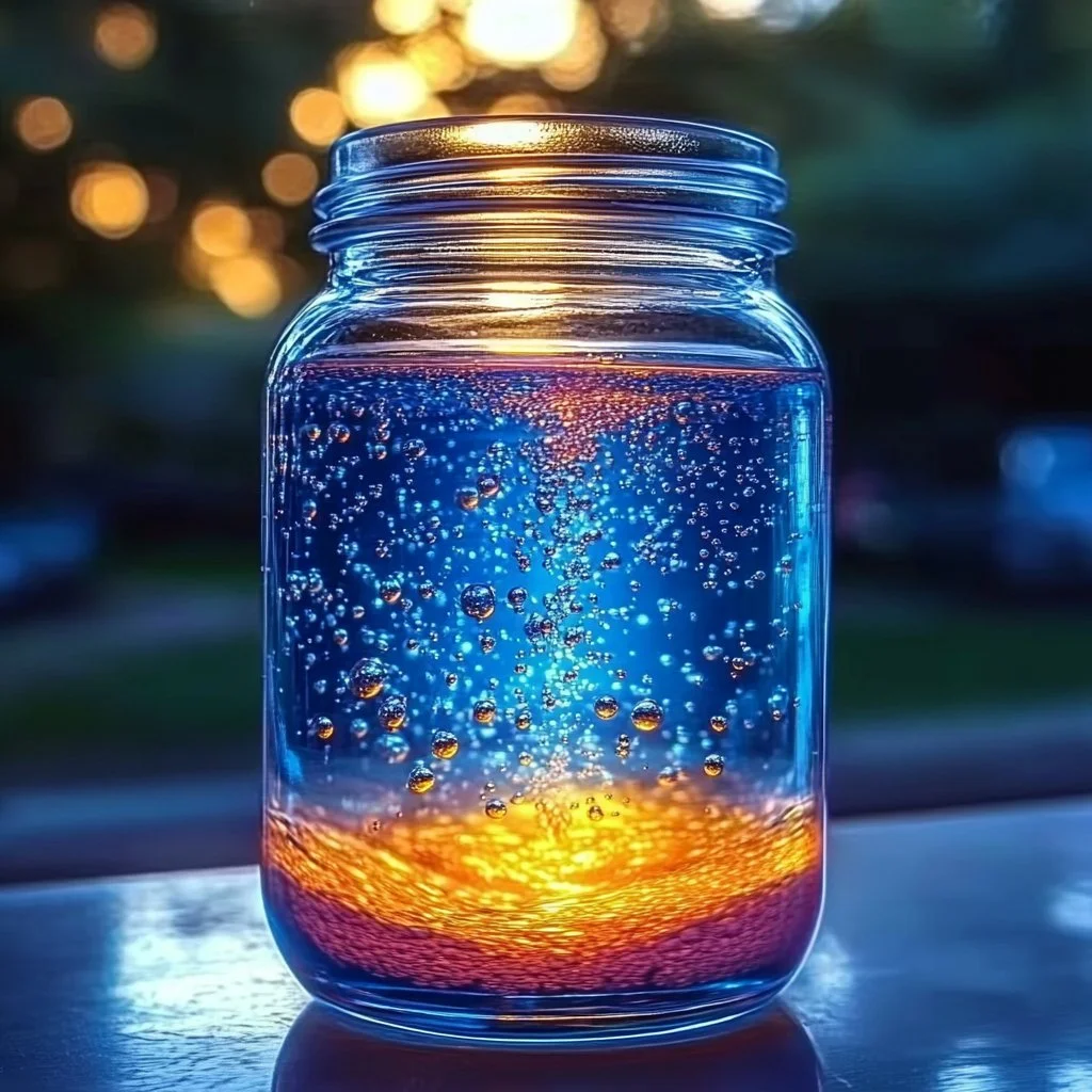 Colorful lava lamp in a scientific experiment demonstration
