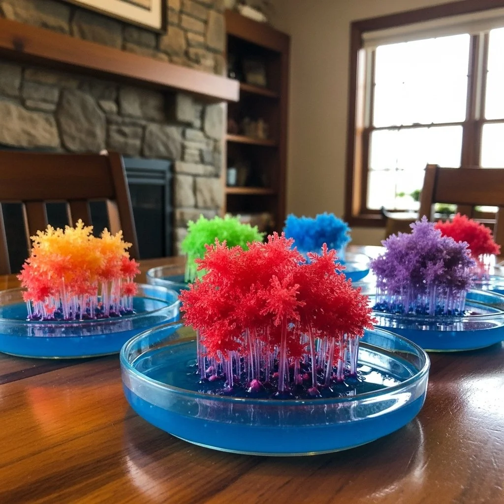 DIY crystal snowflakes made at home for winter decorations