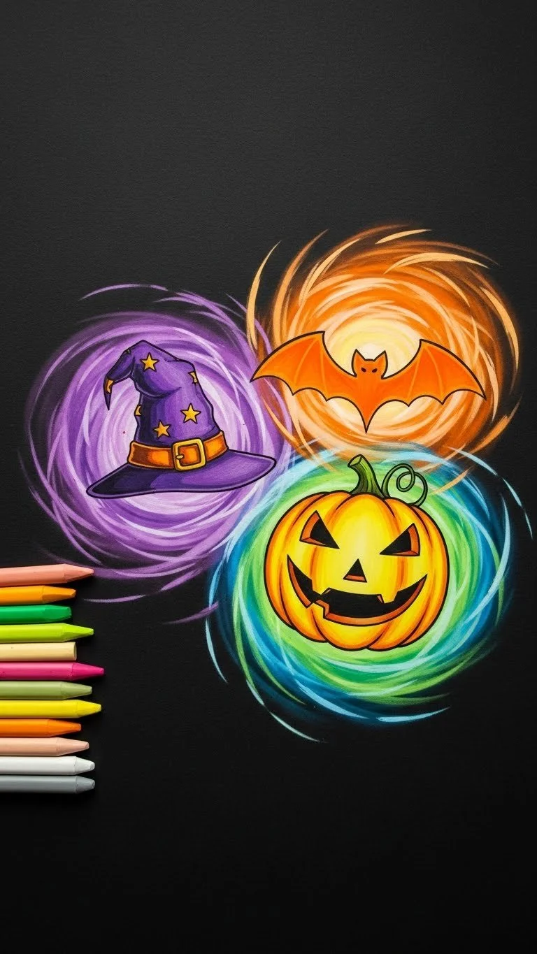 DIY Halloween chalk art silhouettes on a sidewalk